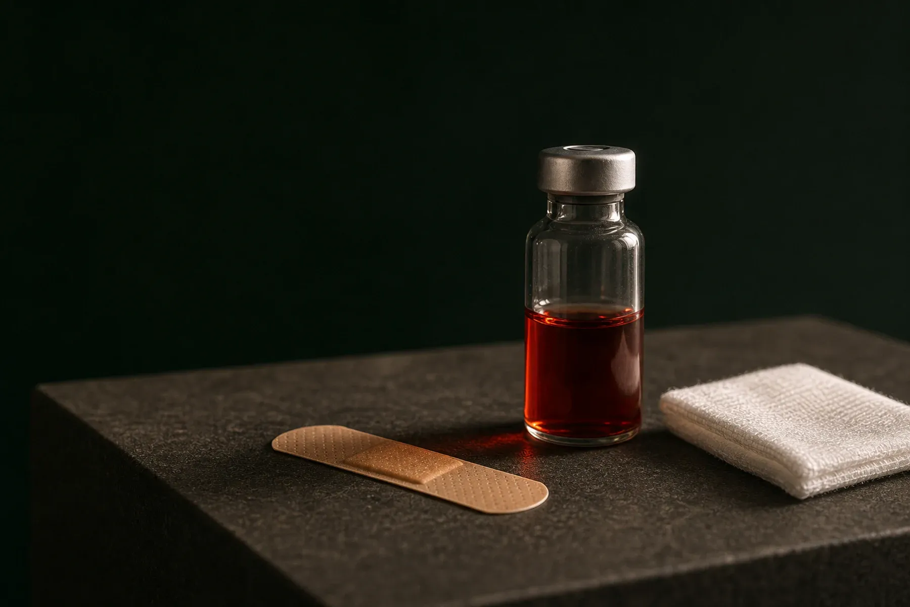 B12 treatment materials arranged in Sonder's restrained ivory and forest-green visual style.