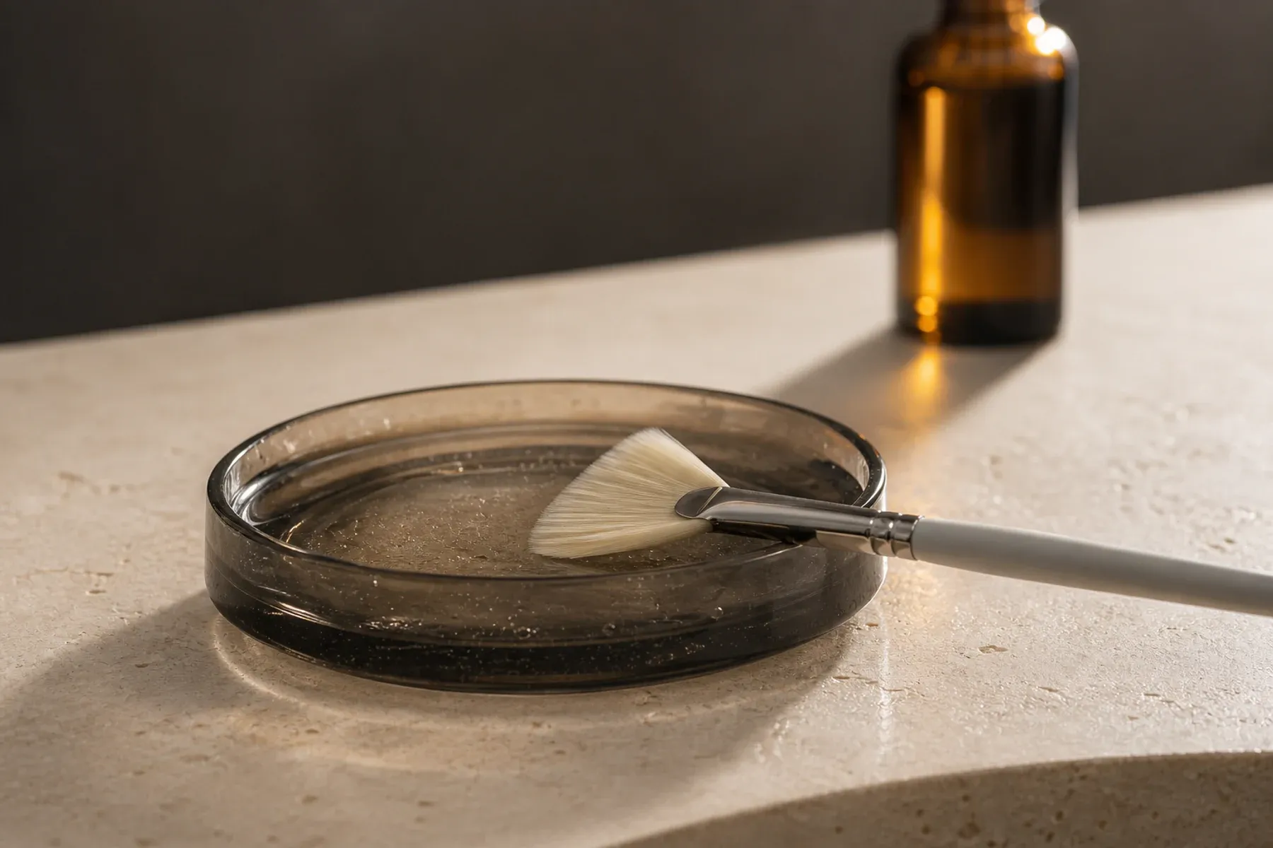 Chemical Peel treatment materials arranged in Sonder's restrained ivory and forest-green visual style.