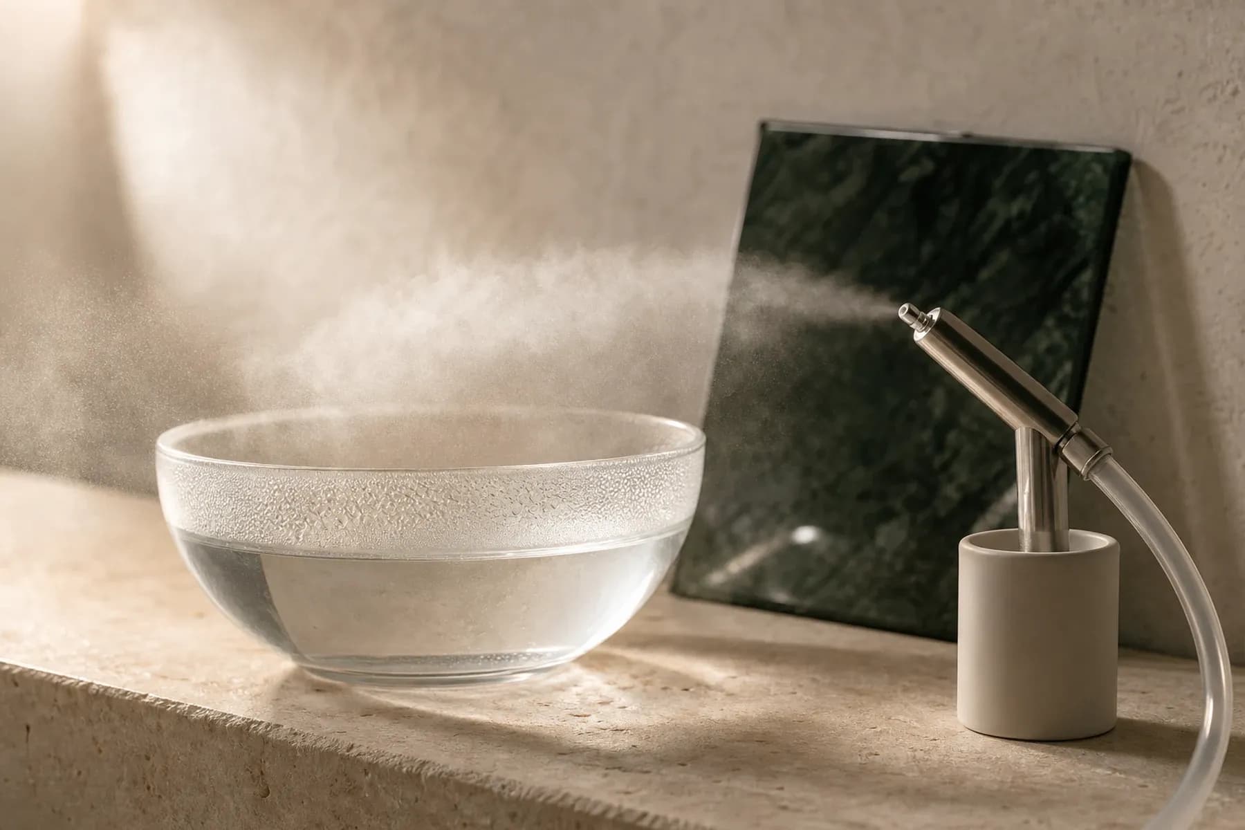 Oxygen Rx Facial treatment materials arranged in Sonder's restrained ivory and forest-green visual style.